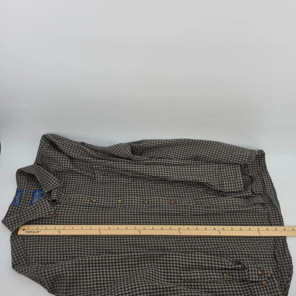 Sir Pendleton Mens XXL Brown Black Check Fine Worsted Wool Button Down Shirt